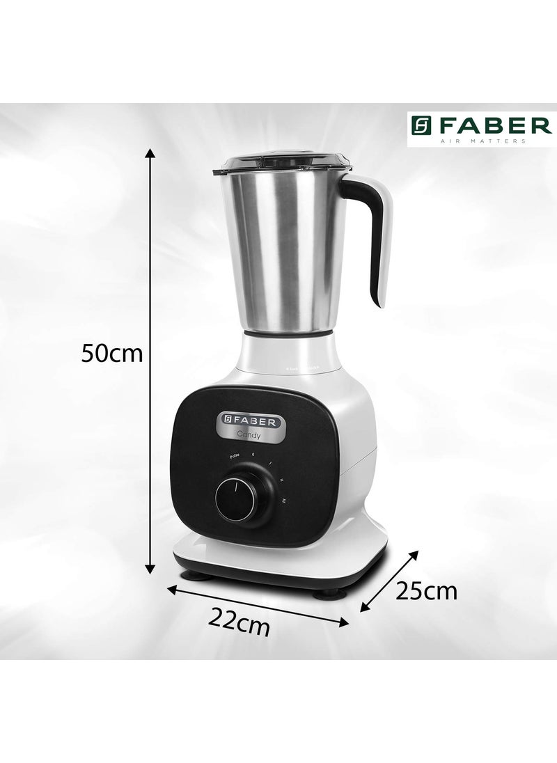 Faber - Faber 800W Mixer Grinder with 3 Stainless Steel Jar(FMG Candy 800 3J BW), White - Image 1