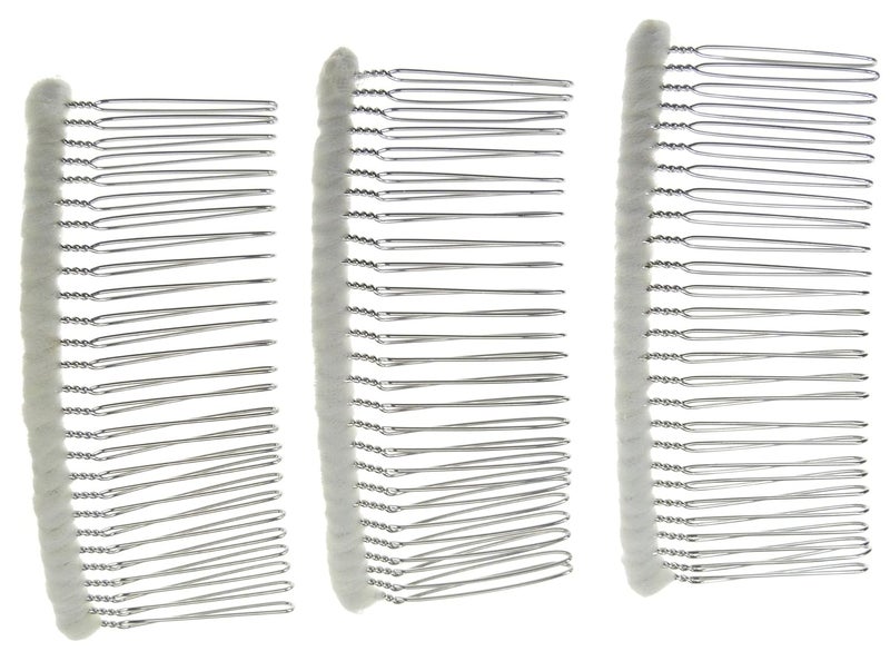 27 Teeth Fancy DIY TulleWrapped Metal Wire Hair Combs for Bridal Wedding Veil CombsC266x3 Ivory