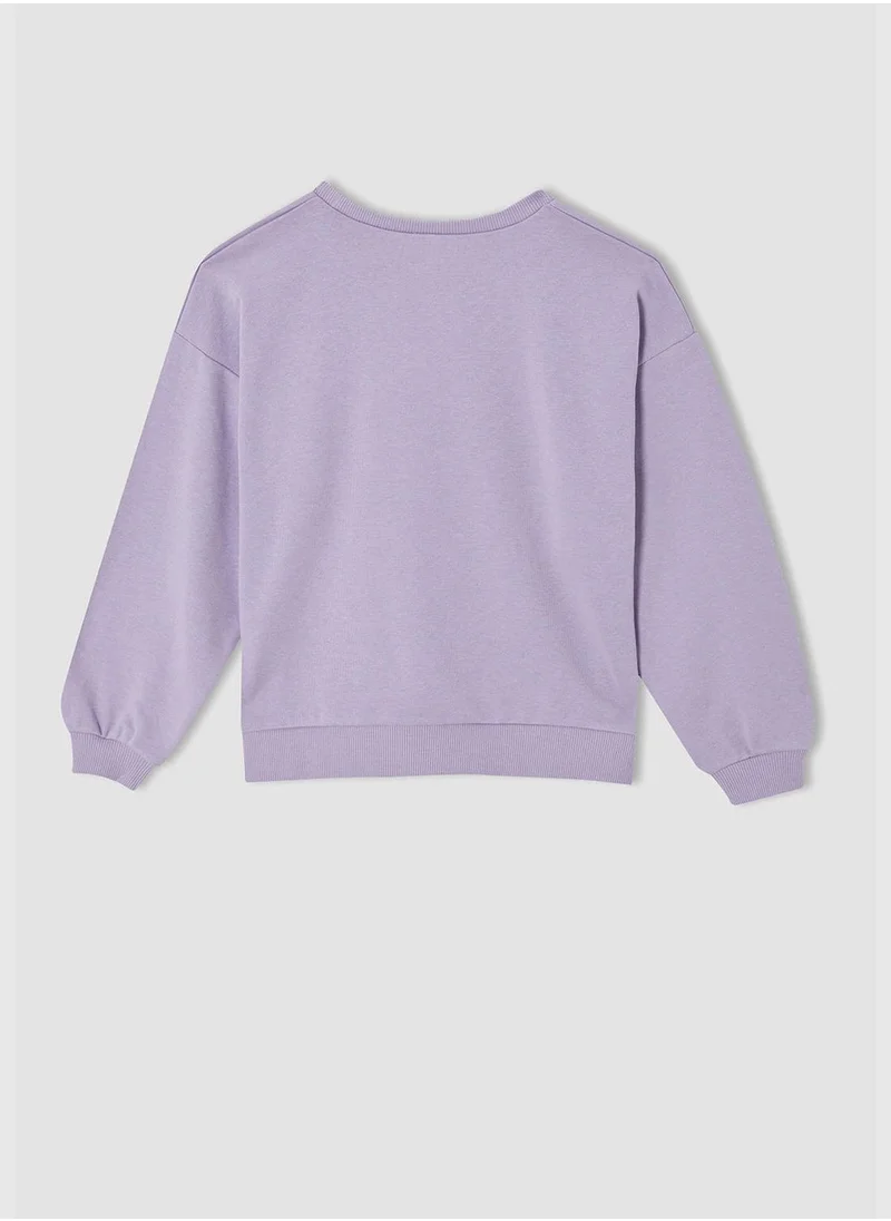 DeFacto Regular Fit Long Sleeve Text Print Sweatshirt