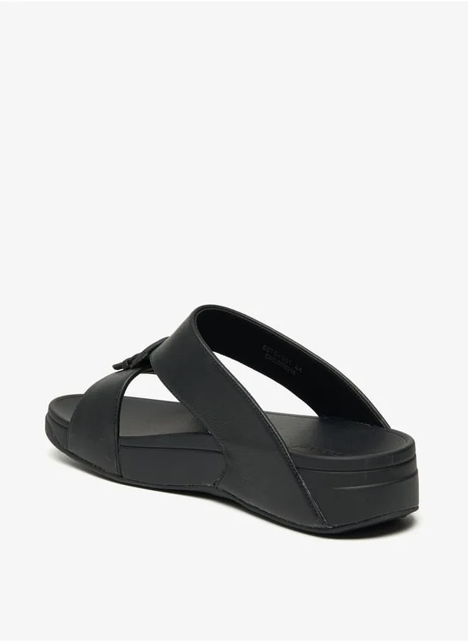 Le Confort Solid Slip-On Sandals with Buckle Accent