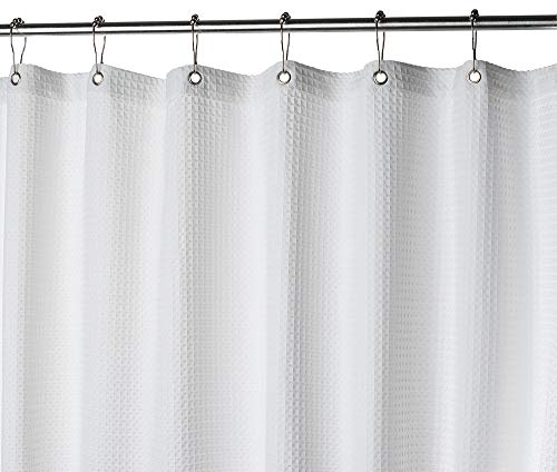Creative Scents Fabric White Shower Curtain for Bathroom - Spa, Hotel Luxury Matt Waffle Weave Square Design, Water Repellent, 230 GSM Weighty Cloth, 72" x 72" for Decorative Bathroom Curtains - Image 3