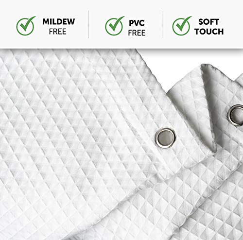 Creative Scents Fabric White Shower Curtain for Bathroom - Spa, Hotel Luxury Matt Waffle Weave Square Design, Water Repellent, 230 GSM Weighty Cloth, 72" x 72" for Decorative Bathroom Curtains - Image 4