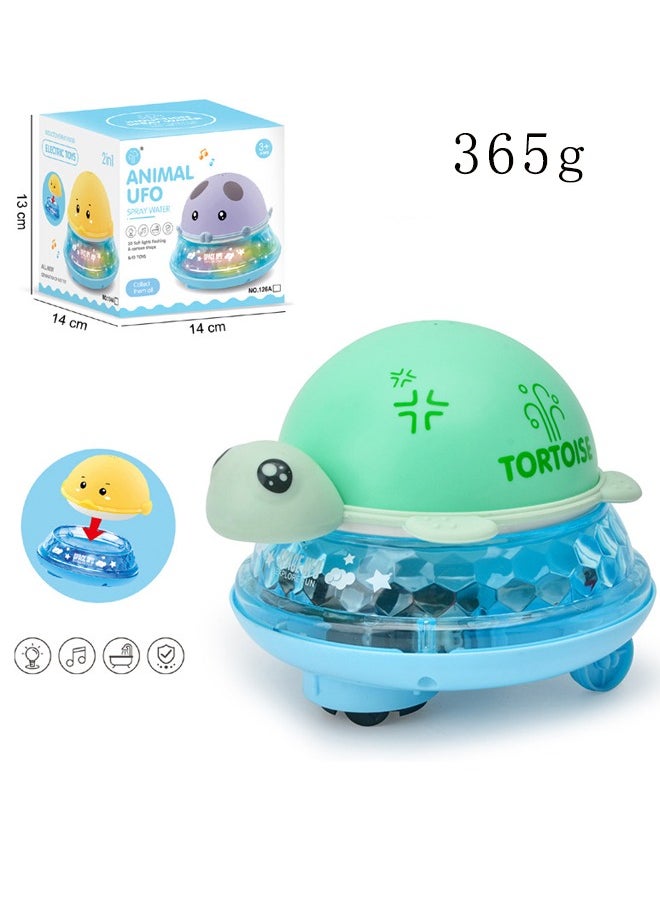 PYEBE - Children's Bath Toy Water Turtle Girls Boys Electric Induction Water Spray Ball Universal Base-Green - Image 1