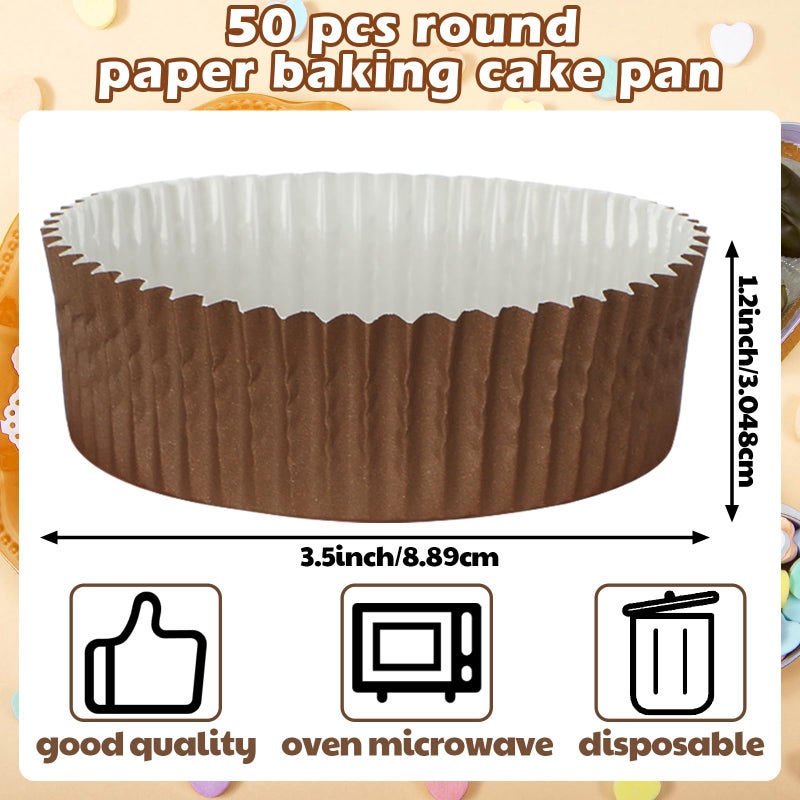 Uiifan Disposable Round Cupcake Liners Paper Baking Cups Wrappers Cupcake Paper Microwave Oven Safe Bakeware Mold for Snacks Cakes(3 Colors,150 Pack) - Image 2