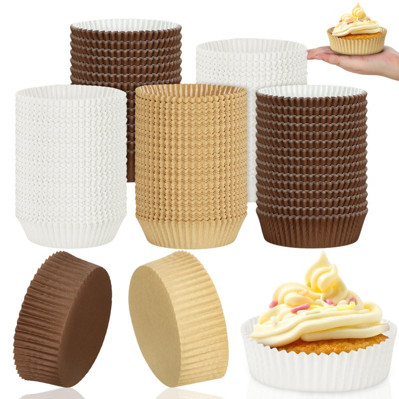 Uiifan Disposable Round Cupcake Liners Paper Baking Cups Wrappers Cupcake Paper Microwave Oven Safe Bakeware Mold for Snacks Cakes(3 Colors,150 Pack) - Image 1