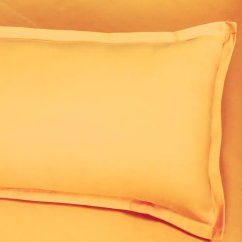ROMEE Elegant Solid Cotton Double Bedsheet, 150 TC Soft Feel, Queen Size (90 x 100 Inches), with 2 Pillow Covers, Yellow - Image 3