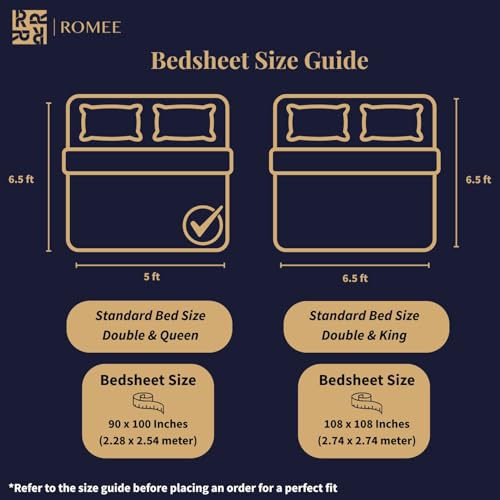 ROMEE Elegant Solid Cotton Double Bedsheet, 150 TC Soft Feel, Queen Size (90 x 100 Inches), with 2 Pillow Covers, Yellow - Image 5