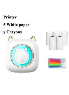 Generic Mini Printer C23 Student Convenient Thermal Sticker Printer Bluetooth Connection_5 rolls of thermal paper + 5 colored pens  - Image 2