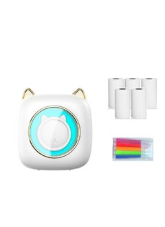 Generic Mini Printer C23 Student Convenient Thermal Sticker Printer Bluetooth Connection_5 rolls of thermal paper + 5 colored pens  - Image 1