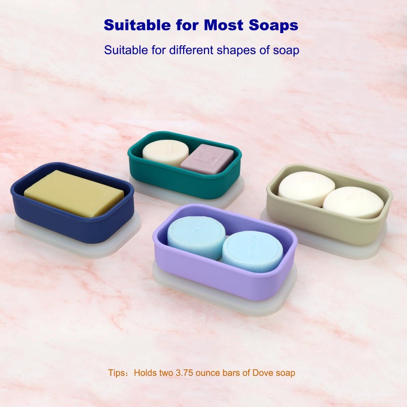 HAYSNA Leak Proof Travel Soap Case,Solid Shampoo Bar Holder, Silicone Soap Container with Draining Layer, Portable Bar Soap Holder for Bathroom, Camping, Gym, Easy to Clean (Purple, Large) - Image 4