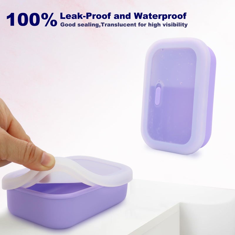 HAYSNA Leak Proof Travel Soap Case,Solid Shampoo Bar Holder, Silicone Soap Container with Draining Layer, Portable Bar Soap Holder for Bathroom, Camping, Gym, Easy to Clean (Purple, Large) - Image 2
