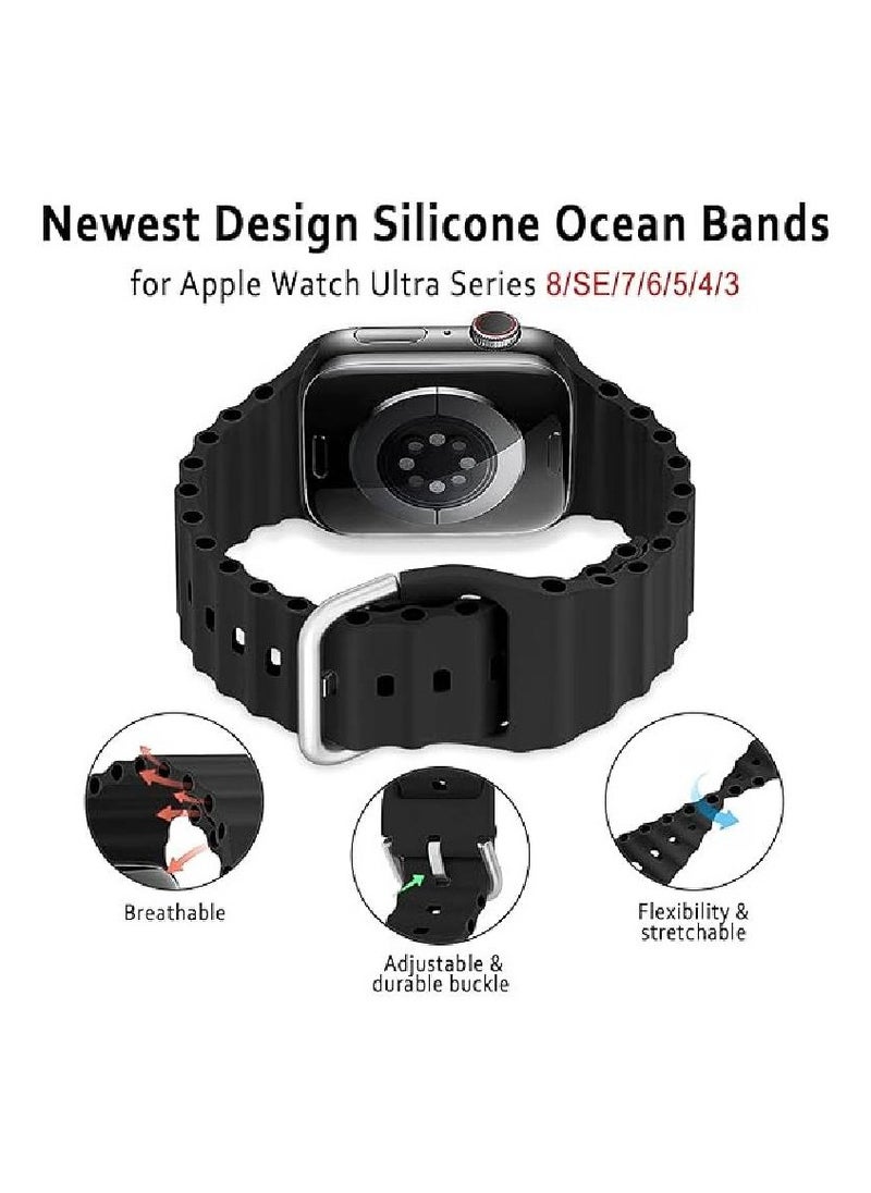 LIXES - Ocean Band for Apple Watch – Adjustable Soft Silicone Sport Band, 49mm to 38mm, Breathable Elastic Wristband for Series Ultra, 8, 7, SE, 6, 5, 4, 3, 2, 1 - Image 1
