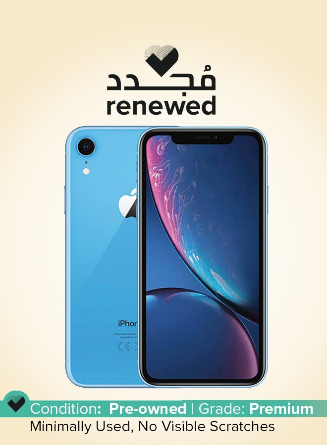 ابل  مُجدد - آيفون XR بذاكرة داخلية سعة 256 جيجابايت يدعم تقنية 4G LTE وتطبيق فيس تايم - النسخة العالمية، لون أزرق - Image 1