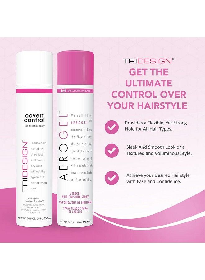 TRIDESIGN Tri Design Covert Control Hairspray For Women & Men Aerosol Hidden Control Strong Hold Hairspray Fastdrying Hair Setting Spray Hair Products For Women & Men 2 10.5Oz Hair Sprays  - Image 3