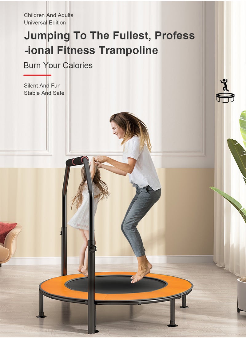 MaBaby - 40 Inches Handrail Mini Trampoline Adult Children Indoor Fitness Rebounder with Adjustable Handle - Image 1