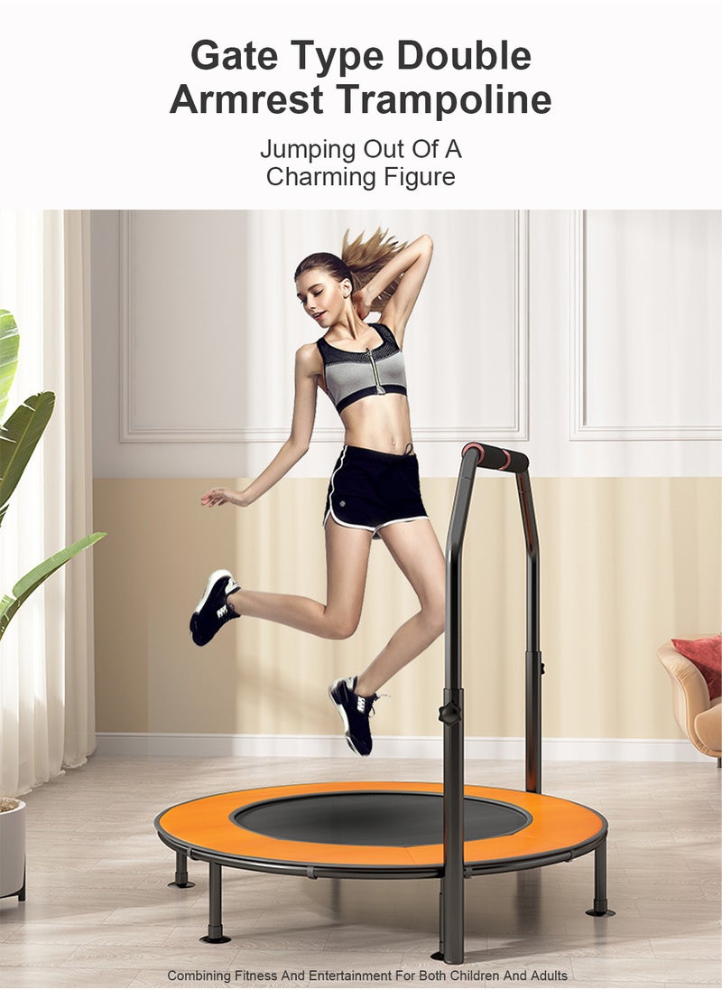 MaBaby - 40 Inches Handrail Mini Trampoline Adult Children Indoor Fitness Rebounder with Adjustable Handle - Image 1