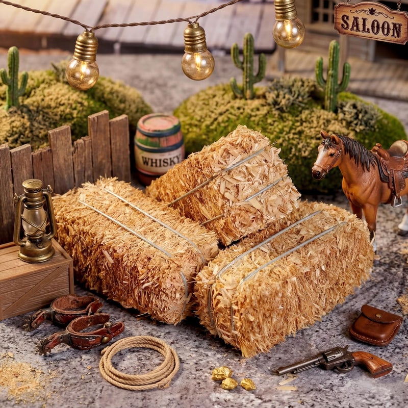 Maasechs 12 Pcs Mini Hay Bales Miniature Hay Bales for Decoration Small Decorative Straw for Easter Scene Rustic Wedding Western Cowboy Themed Birthday Party Decorations (2.6 x 1.2 x 1.2 Inch) - Image 4