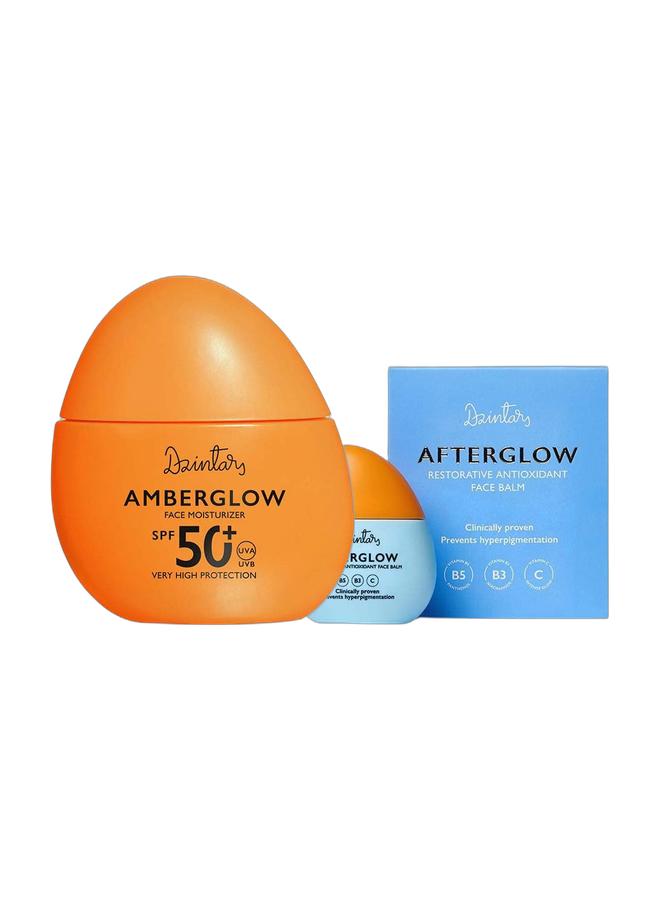 Dzintars Amberglow SPF 50+ Face Moisturizer 50ml & Afterglow Restorative Antioxidant Face Balm 50ml Bundle - Image 1
