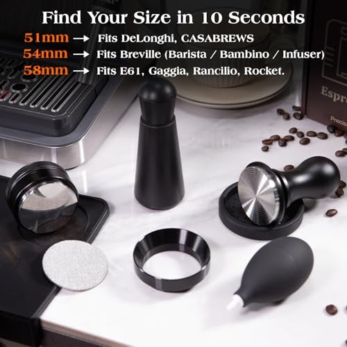 troletoi 7 PCS 58mm Espresso Accessories Kit: Espresso Tamper, Coffee Distributor, Puck Screen, Dosing Funnel and WDT Tool Espresso Machine Accessories, Professional Espresso Tools - Image 5