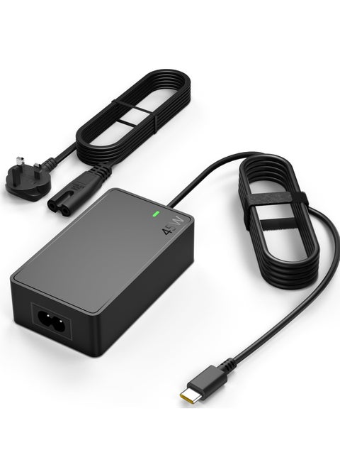 45W USB C Laptop Charger for Lenovo ThinkPad Yoga, HP Chromebook, Acer Chromebook, Dell, Asus, Samsung, Google and More USB Type-C Laptop, Power Adapter 20V 2.25A