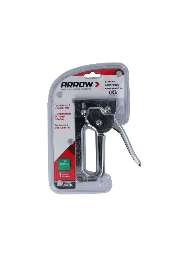 Arrow Lightweight Medium Duty Staple Gun wit Built-in Staple Remover Silver 22.6 x 3.04 x 17 cm JT21CM - Image 1