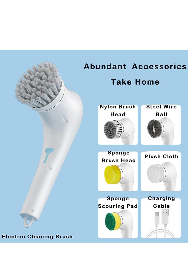 فرشاة التنظيف الكهربائية المحمولة برأس دوّار وخمسة رؤوس فرش - Image 2