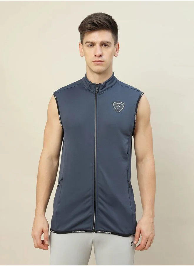 Technosport High Neck Fleece Sleeveless Active Jacket by Styli