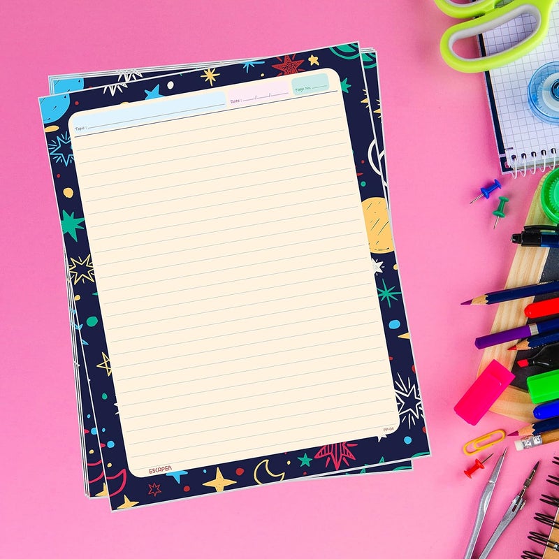 ESCAPER أوراق مشروع السماء والمواضيع التجريدية - حزمة مكونة من 200 ورقة A4 (مخططة من جهة واحدة)، مثالية لمشاريع المدرسة، عروض المكتب والفنون الإبداعية - Image 4