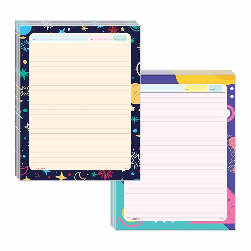 ESCAPER أوراق مشروع السماء والمواضيع التجريدية - حزمة مكونة من 200 ورقة A4 (مخططة من جهة واحدة)، مثالية لمشاريع المدرسة، عروض المكتب والفنون الإبداعية - Image 1