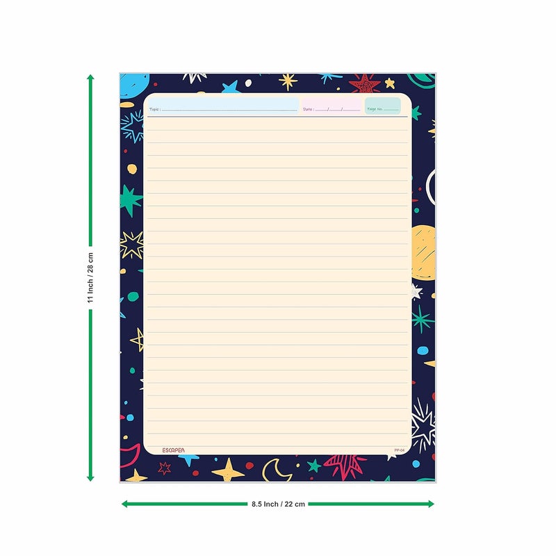 ESCAPER أوراق مشروع السماء والمواضيع التجريدية - حزمة مكونة من 200 ورقة A4 (مخططة من جهة واحدة)، مثالية لمشاريع المدرسة، عروض المكتب والفنون الإبداعية - Image 3