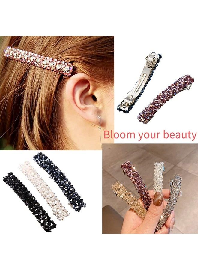 Zibuyu دبابيس شعر للنساء والفتيات مصممة لامعة مزينة بالأحجار الكريمة دبابيس شعر قوية غير قابلة للانزلاق إكسسوارات شعر أنيقة دبابيس شعر للنساء والفتيات هدايا (وردي أسود أبيض) 3 قطع - Image 5