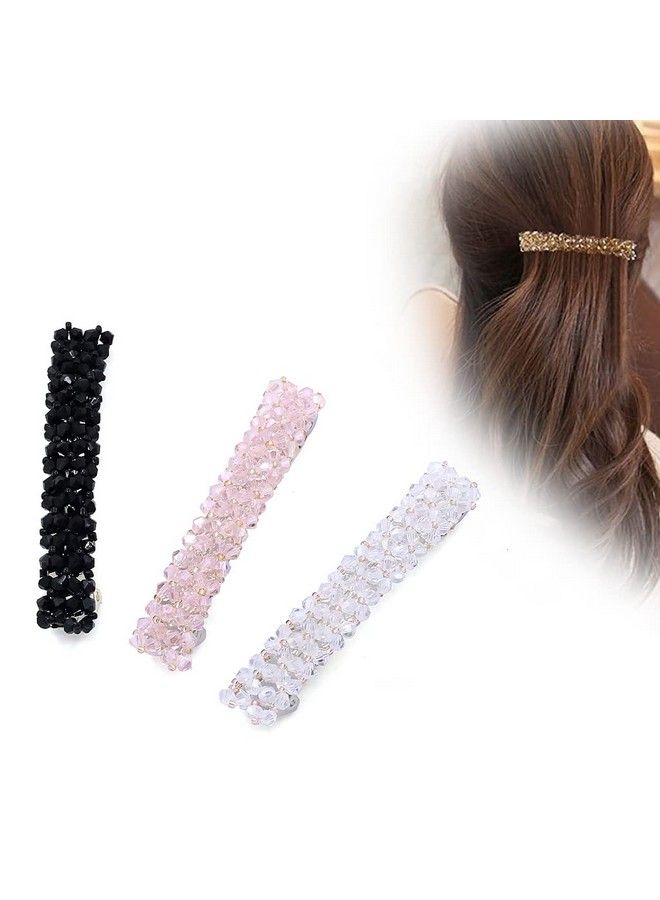 Zibuyu دبابيس شعر للنساء والفتيات مصممة لامعة مزينة بالأحجار الكريمة دبابيس شعر قوية غير قابلة للانزلاق إكسسوارات شعر أنيقة دبابيس شعر للنساء والفتيات هدايا (وردي أسود أبيض) 3 قطع - Image 1