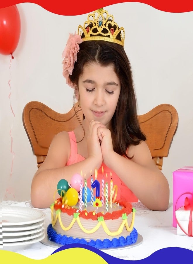 OGnomiFX Blue and Yellow 1 Birthday Candle, Fairy Tale Number 1 Candle Cake Topper with Apple Pattern, Princess Cartoon Themed Birthday Party Supplies - Image 5