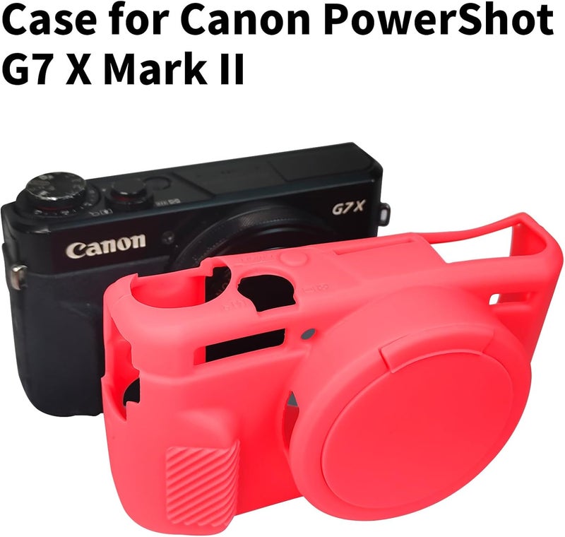Easy Hood G7X2 Case, Camera Case for Canon G7 X Mark II, Soft Silicone Protective Cover with Removable Lens Cover for Powershot G7X Mark II DSLR Camera- Red Integrated practical design - Image 5