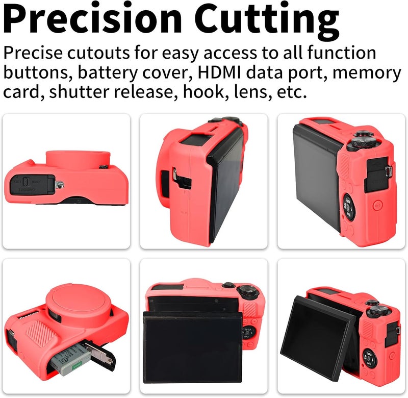 Easy Hood G7X2 Case, Camera Case for Canon G7 X Mark II, Soft Silicone Protective Cover with Removable Lens Cover for Powershot G7X Mark II DSLR Camera- Red Integrated practical design - Image 2