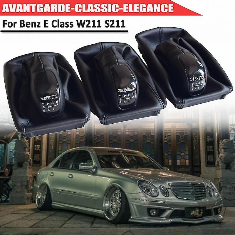 For Mercedes Benz E Class W211 S211 2002-2009 Car 6 Speed Gear Shift Stick Knob Lever With Leather Gaiter Boot Cover Case Colour: AVANTGARDE - Image 4