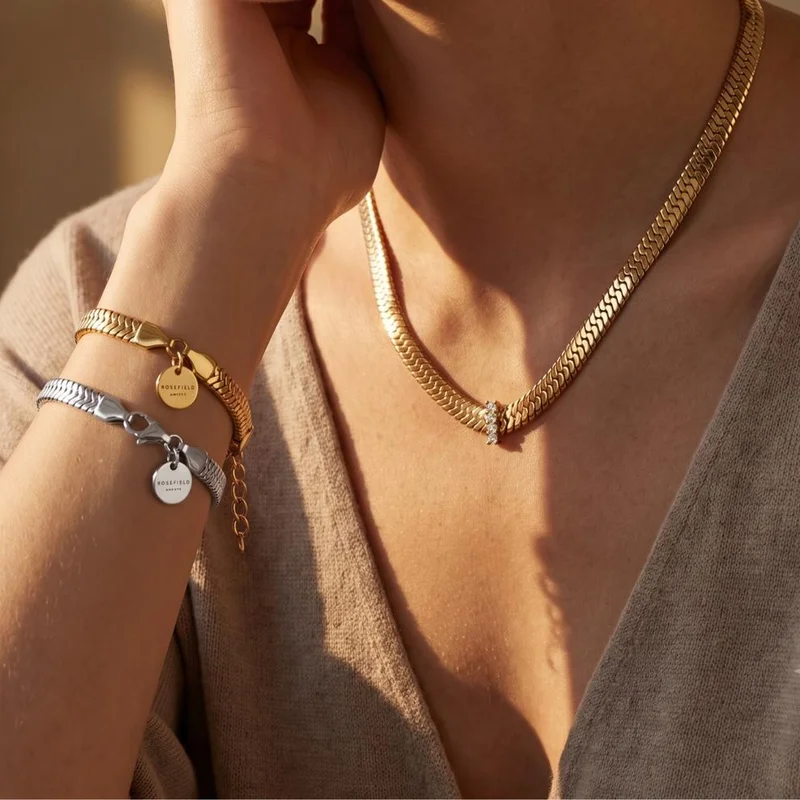 روزفيلد Rosefield Large Snake Crystal Gold Trio