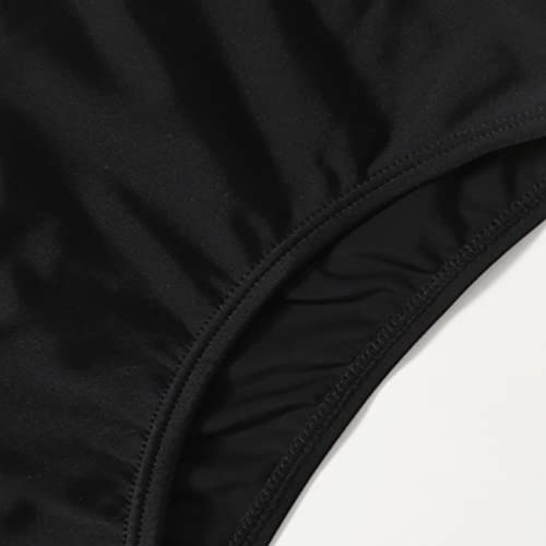 MIENOE Teen Girls' Swimsuits Two-Piece V-Neck Bikini Solid Color Adjustable Shoulder Straps Kids Black Bikini (Size 10-11 Years) - Image 3