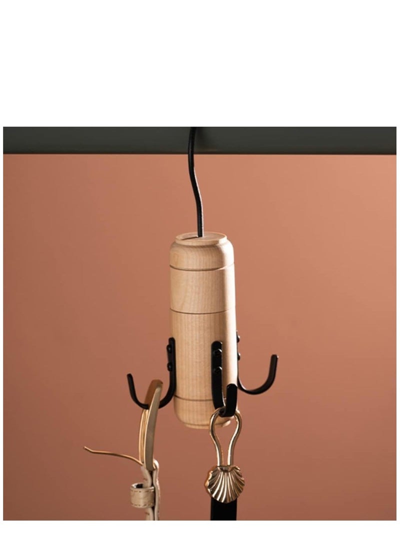 Loquat Rotatable Bag Hanger Belt Hanger Scarf Tie Rack Holder Hook Closet Organizer Wooden Rotating Kitchen Utensil Hanger Rack for Bags Shoes Jewelry Towel Hanging Decor Handbag Rack - Image 3