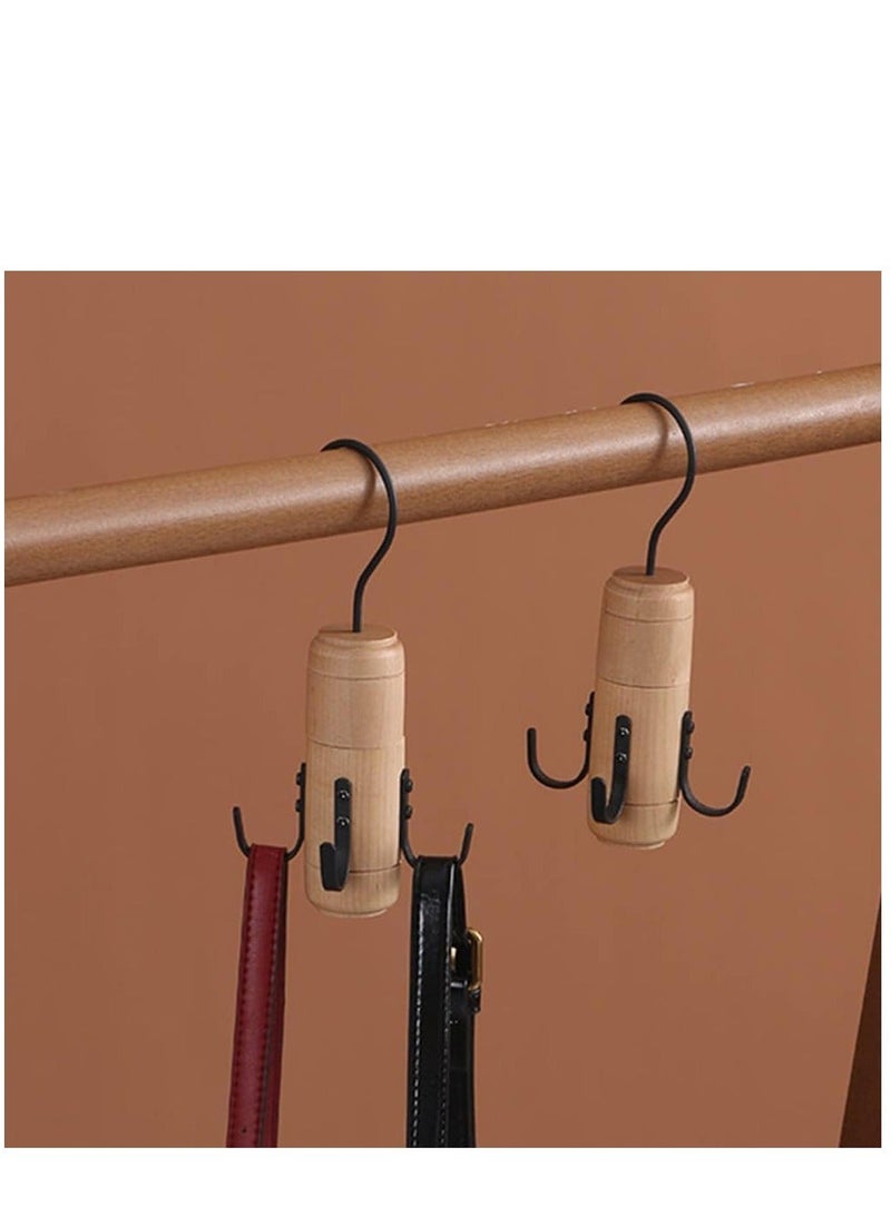 Loquat Rotatable Bag Hanger Belt Hanger Scarf Tie Rack Holder Hook Closet Organizer Wooden Rotating Kitchen Utensil Hanger Rack for Bags Shoes Jewelry Towel Hanging Decor Handbag Rack - Image 2