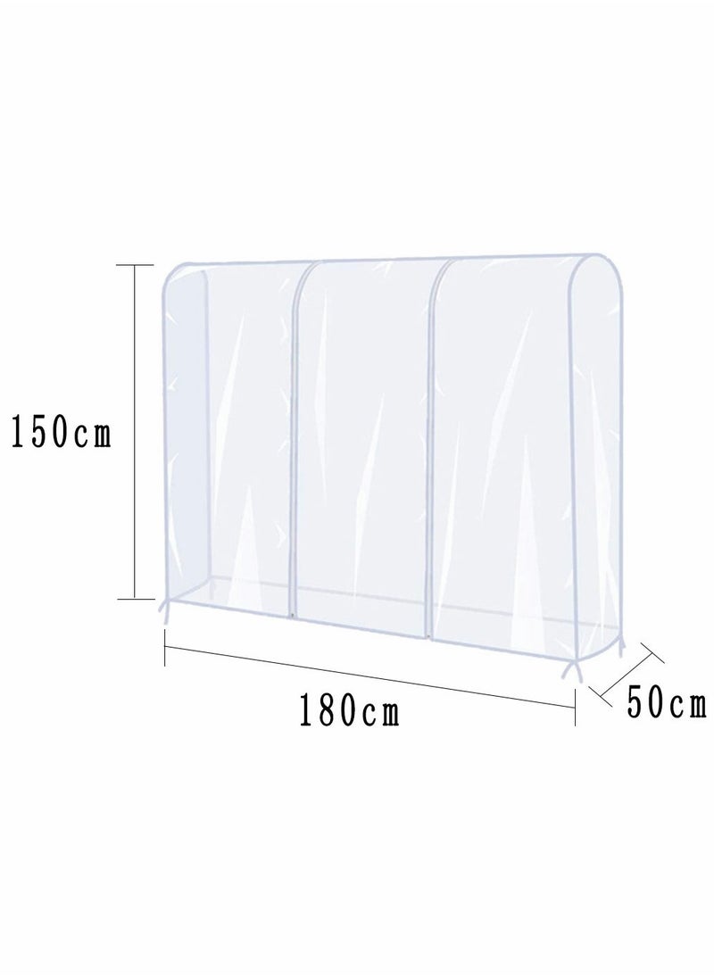 HomarKet Garment Rack Cover,Transparent Clothes Rail Cover, Garment Coat Hanger Protector Clothing Storage for Dresses, Suits, Coats, and More 180x150x50cm  - Image 5