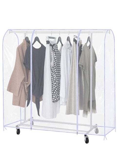 Garment Rack Cover,Transparent Clothes Rail Cover, Garment Coat Hanger Protector Clothing Storage for Dresses, Suits, Coats, and More 180x150x50cm