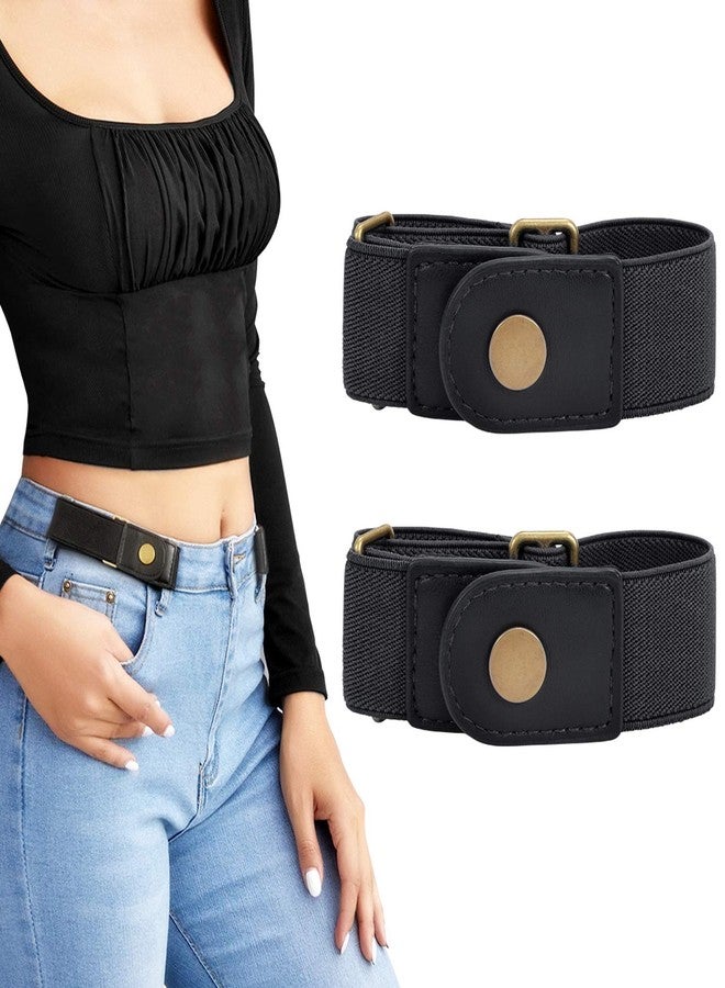 LEACOOLKEY Women Metal Skinny Belt for Dress Gold Elastic Thin Waist Belt Stretch Dress Belt, B-gold, Suit for Waist Size 26"-29" - Image 1