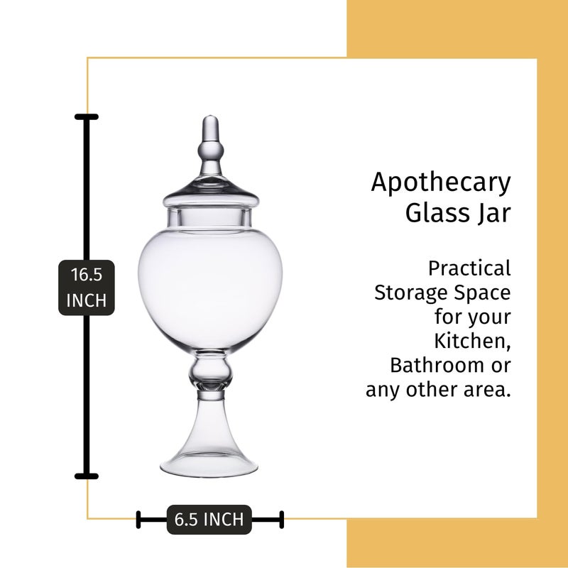 Diamond Star Elegant 16.5-Inch Tall Glass Apothecary Jar with Lid, Large Clear Candy Cookie Jar, Kitchen Storage Canister for Flour, Decor Centerpiece for Wedding, Farmhouse Home Decor - Image 2