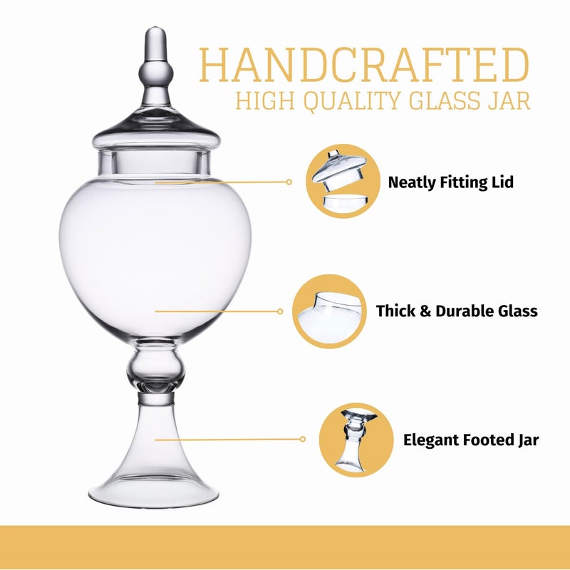 Diamond Star Elegant 16.5-Inch Tall Glass Apothecary Jar with Lid, Large Clear Candy Cookie Jar, Kitchen Storage Canister for Flour, Decor Centerpiece for Wedding, Farmhouse Home Decor - Image 3