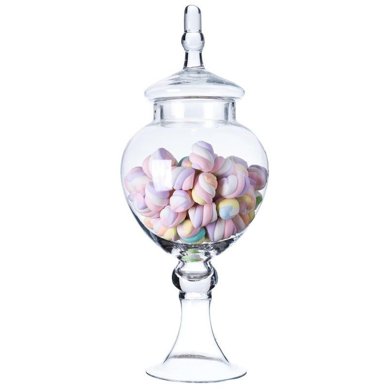 Diamond Star Elegant 16.5-Inch Tall Glass Apothecary Jar with Lid, Large Clear Candy Cookie Jar, Kitchen Storage Canister for Flour, Decor Centerpiece for Wedding, Farmhouse Home Decor - Image 1