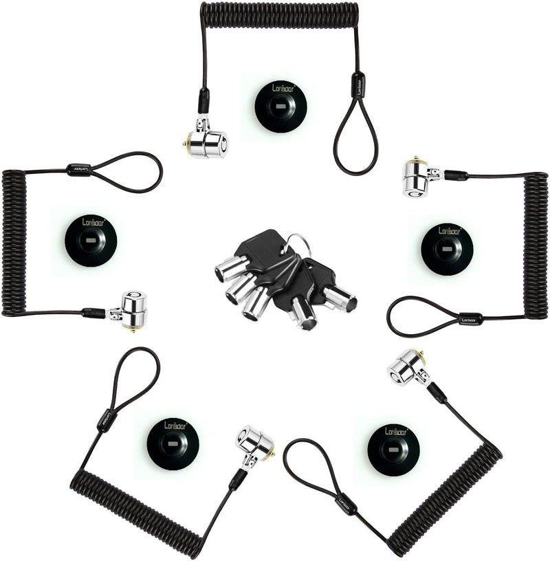LORADAR Security Retractable Cable Lock Portable Keyed Laptop Lock 5 Keys 8Ft for Monitors, Laptops, MacBooks, Tablets, iPad,Mac mini,(5 Pack Keyed Alike) - Image 1