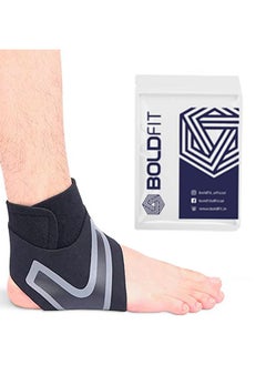 Boldfit Premium Ankle Support Compression Brace for Injuries, Ankle Protection Guard Helpful In Pain Relief and Recovery. Ankle Band For Men & Women (Ankle Brace Grey - Right)