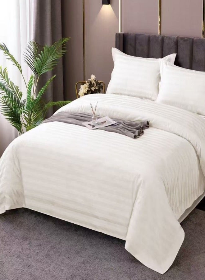 LUNA Home Prime Hotel Cotton Bedding Set King Size – 6 Piece Set with 1 Duvet Cover (220x240cm), 1 Fitted Bed Sheet (200x200+30cm), and 4 Pillow Cases (48x74+5cm) Cream - Image 1