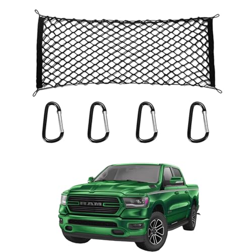AuyNeas for Dodge Ram 1500 Envelope Style Truck Bed Cargo Net Fits 20132024 2025 2026 Ram 1500 Accessories Cargo Net for Pickup Truck Bed Heavy Duty Carabiners - Image 1
